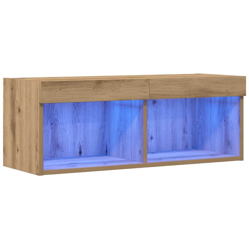 Meuble TV chêne artisanal 80 x 30 x 30 cm Bois d'ingénierie - XIOS