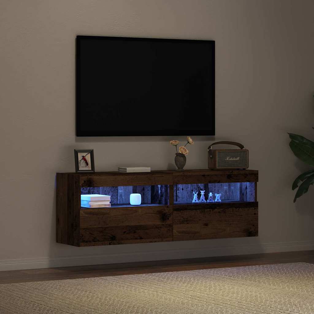 Meuble TV mural Montage mural 2 pcs Bois ancien 60 x 30 x 40 cm - XIOS