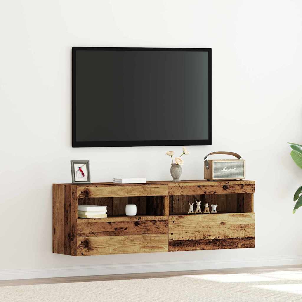 Meuble TV mural Montage mural 2 pcs Bois ancien 60 x 30 x 40 cm - XIOS