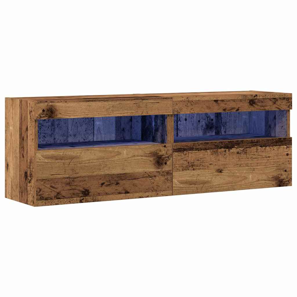 Meuble TV mural Montage mural 2 pcs Bois ancien 60 x 30 x 40 cm - XIOS