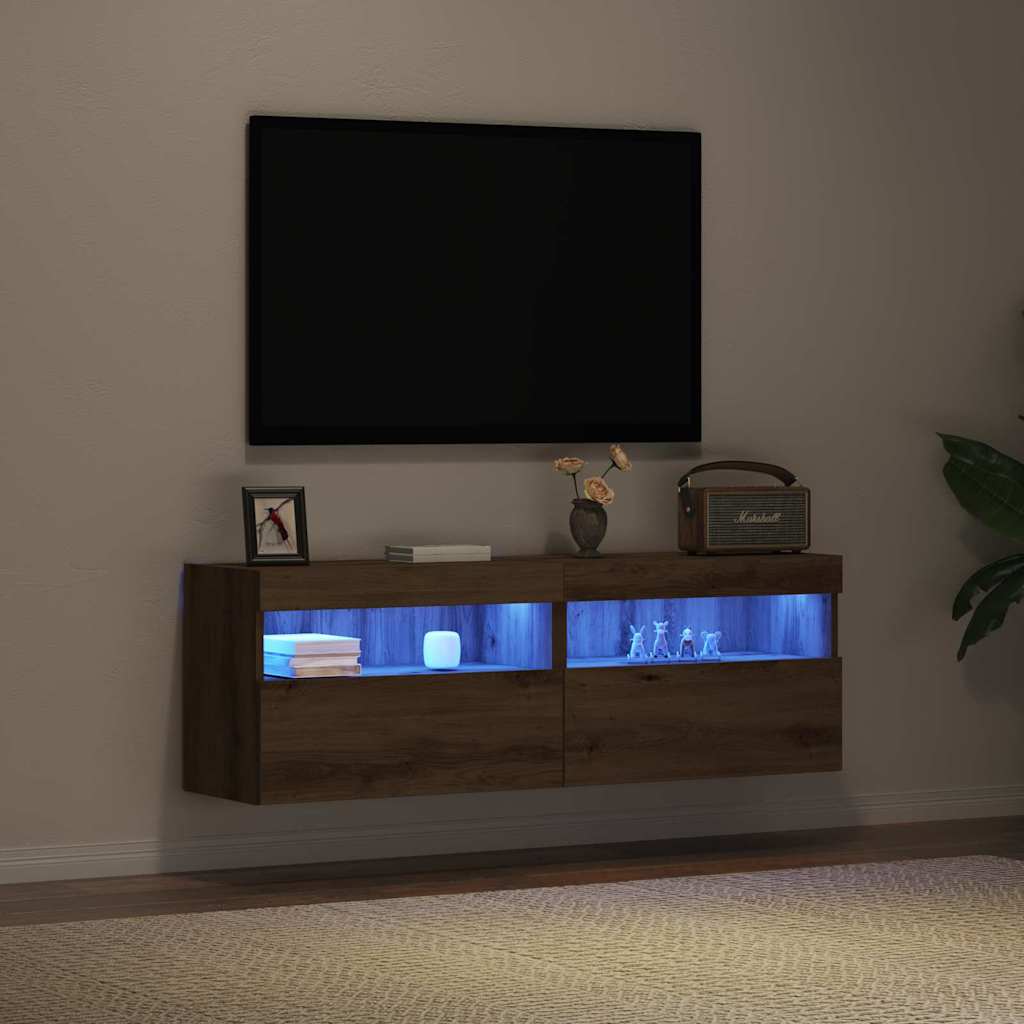 Meuble TV mural 2 pcs chêne artisanal Bois d'ingénierie - XIOS