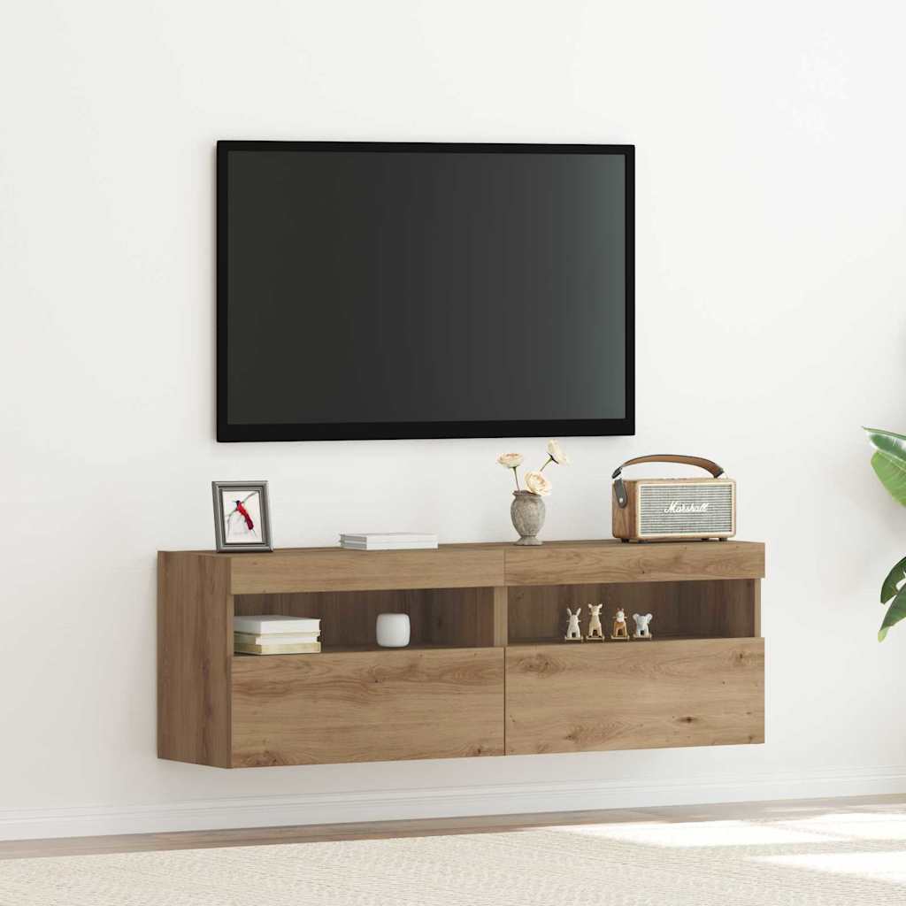 Meuble TV mural 2 pcs chêne artisanal Bois d'ingénierie - XIOS