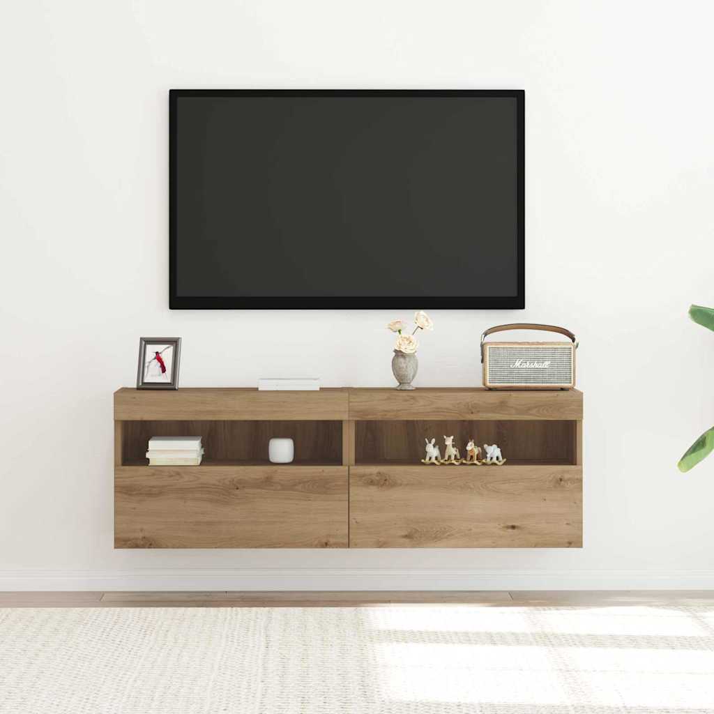 Meuble TV mural 2 pcs chêne artisanal Bois d'ingénierie - XIOS