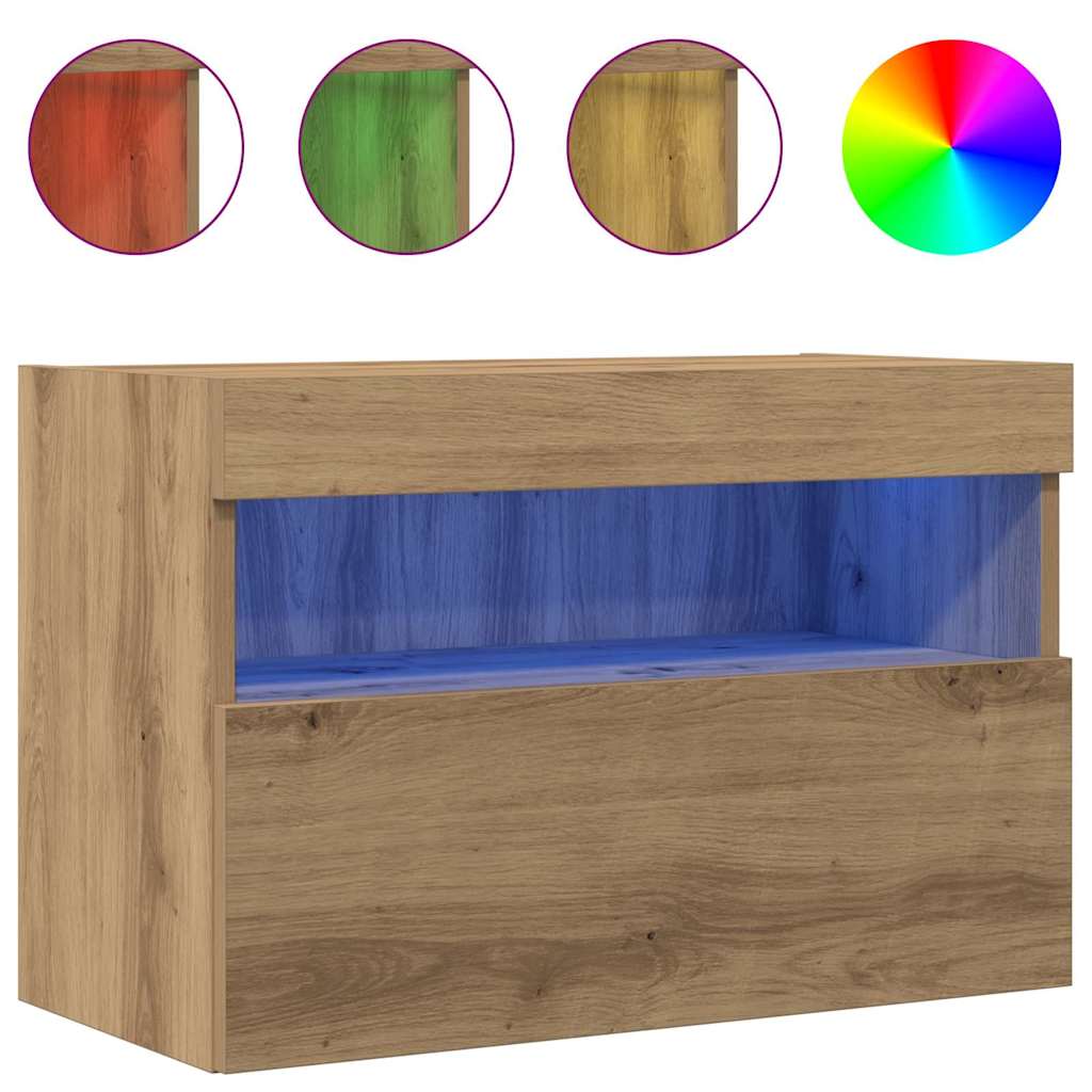Meuble TV mural 2 pcs chêne artisanal Bois d'ingénierie - XIOS