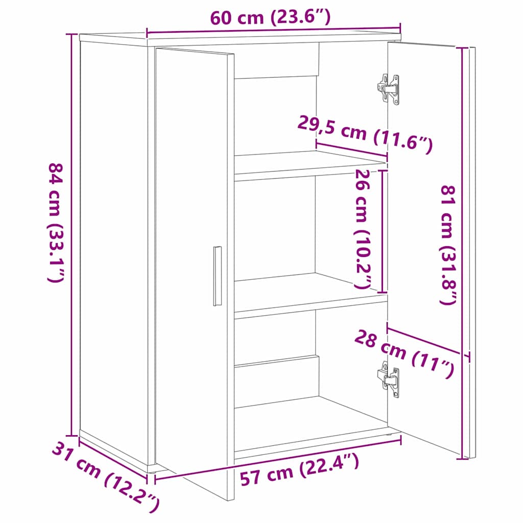 Buffet Chêne artisanal 60 x 31 x 84 cm Bois d'ingénierie - XIOS