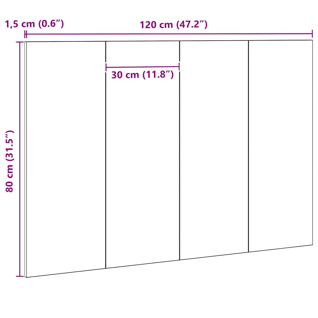 Tête de lit Chêne noir 120 x 1,5 x 80 cm Bois d'ingénierie - XIOS