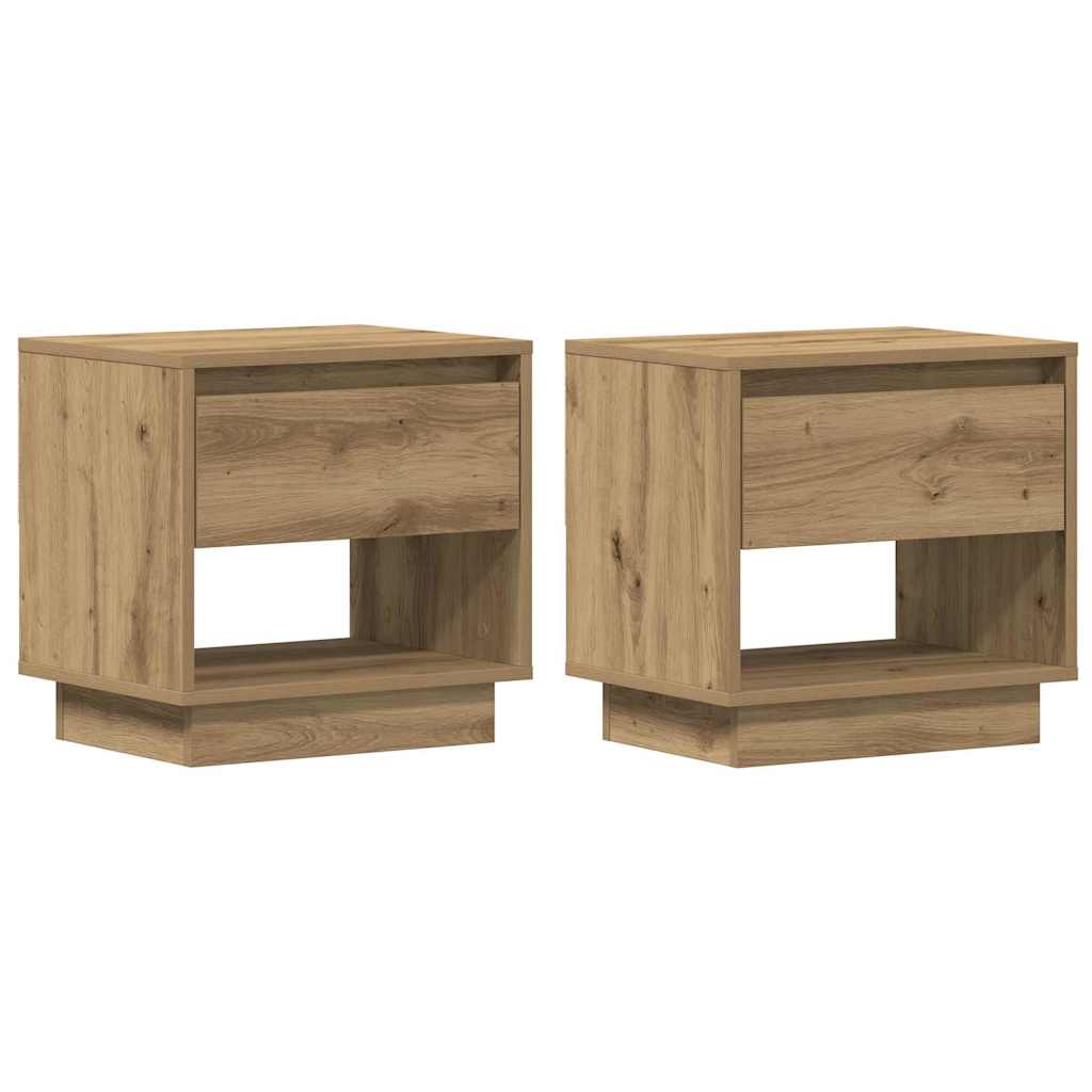 Table de nuit avec tiroir 2 pcs Chêne artisanal 45 x 34 x 44 cm - XIOS