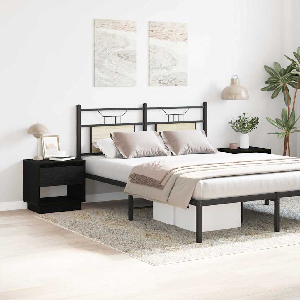 Table de nuit avec tiroir 2 pcs Chêne noir 45 x 34 x 44 cm