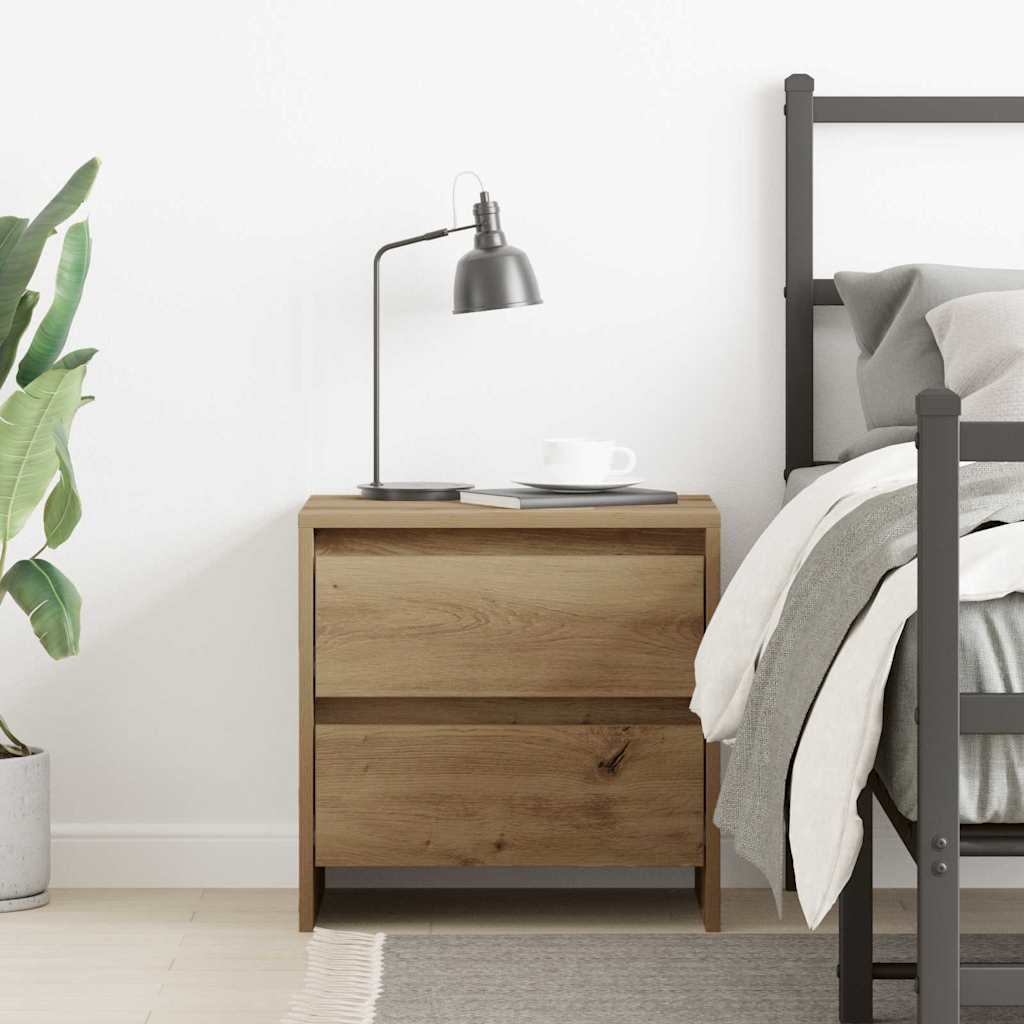 Cabinet de chevet avec tiroir chêne artisanal 45 x 34 x 44.5 cm