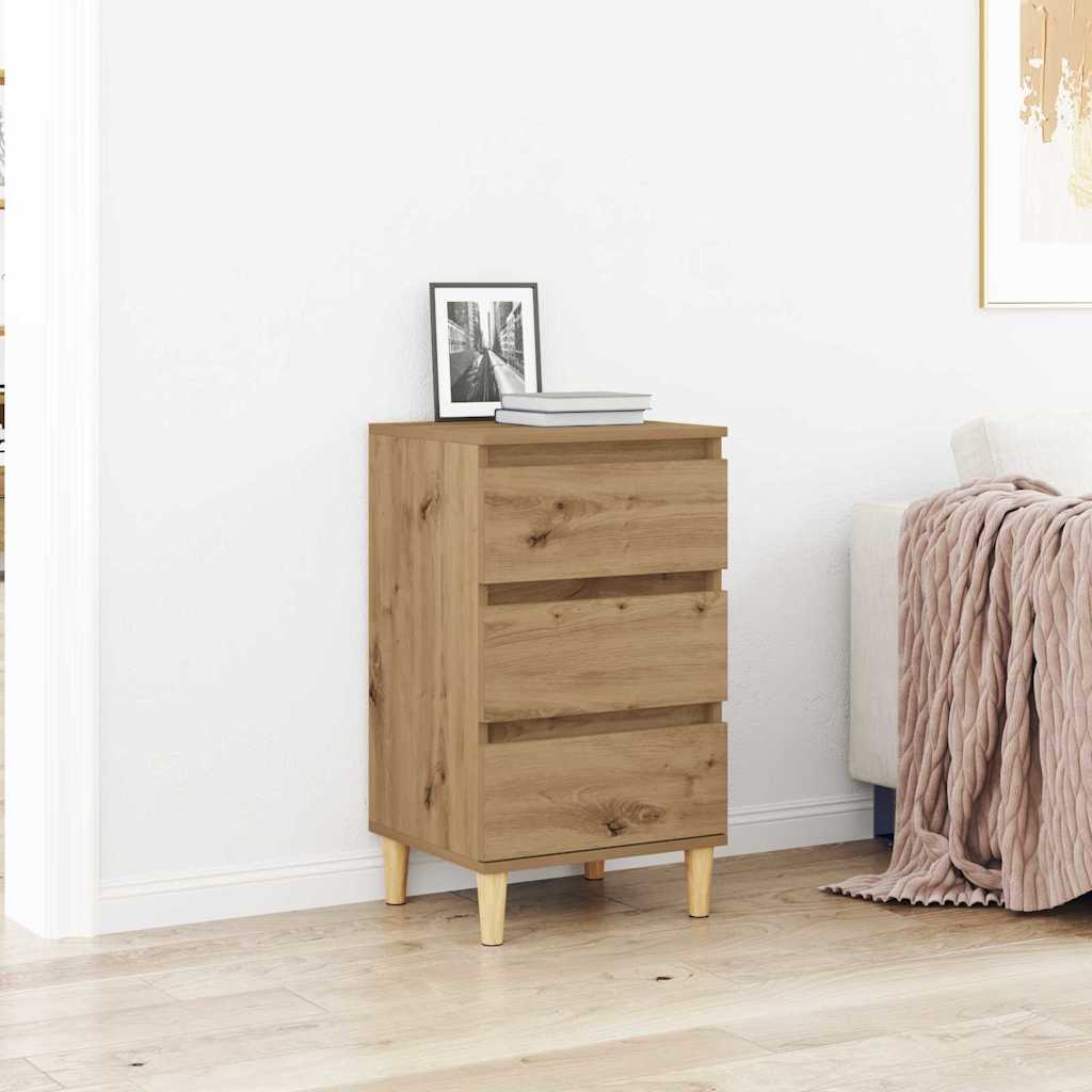Cabinet de chevet avec tiroir Chêne artisanal 40 x 35 x 70 cm - XIOS