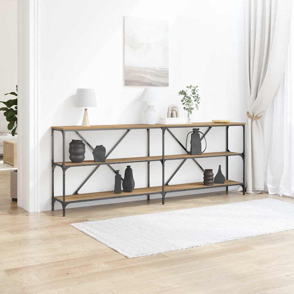 Table console avec étagère chêne artisanal 180 x 30 x 75 cm - XIOS