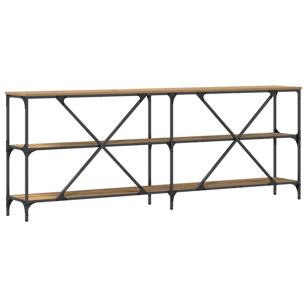 Table console avec étagère chêne artisanal 180 x 30 x 75 cm - XIOS