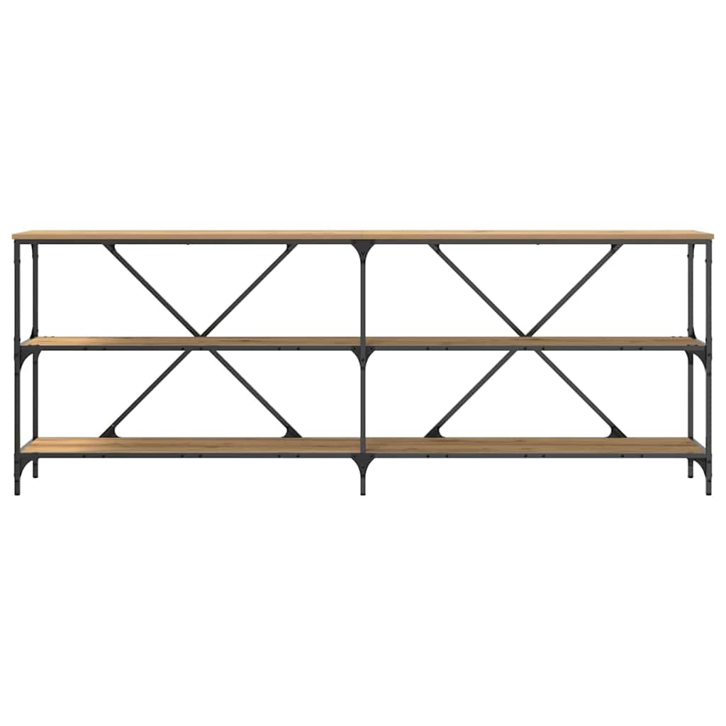 Table console avec étagère chêne artisanal 180 x 30 x 75 cm - XIOS