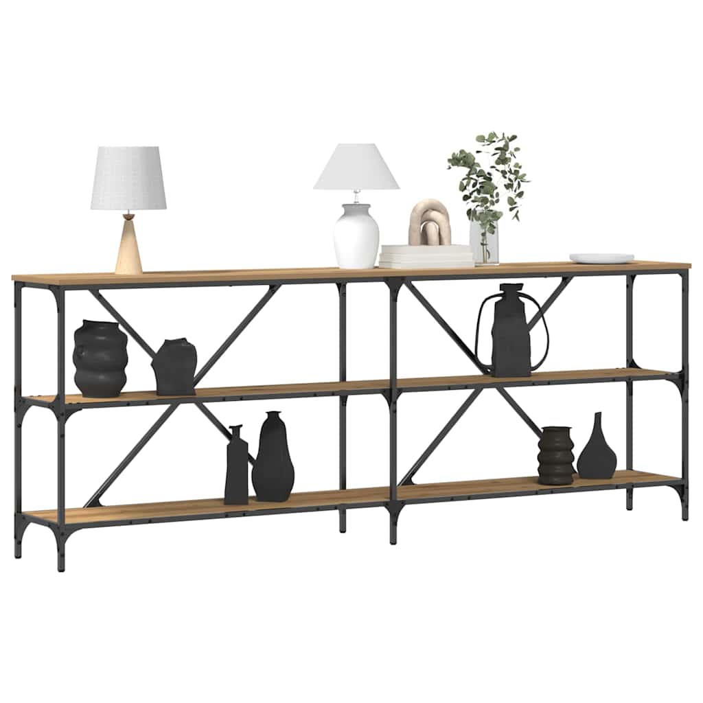 Table console avec étagère chêne artisanal 180 x 30 x 75 cm - XIOS