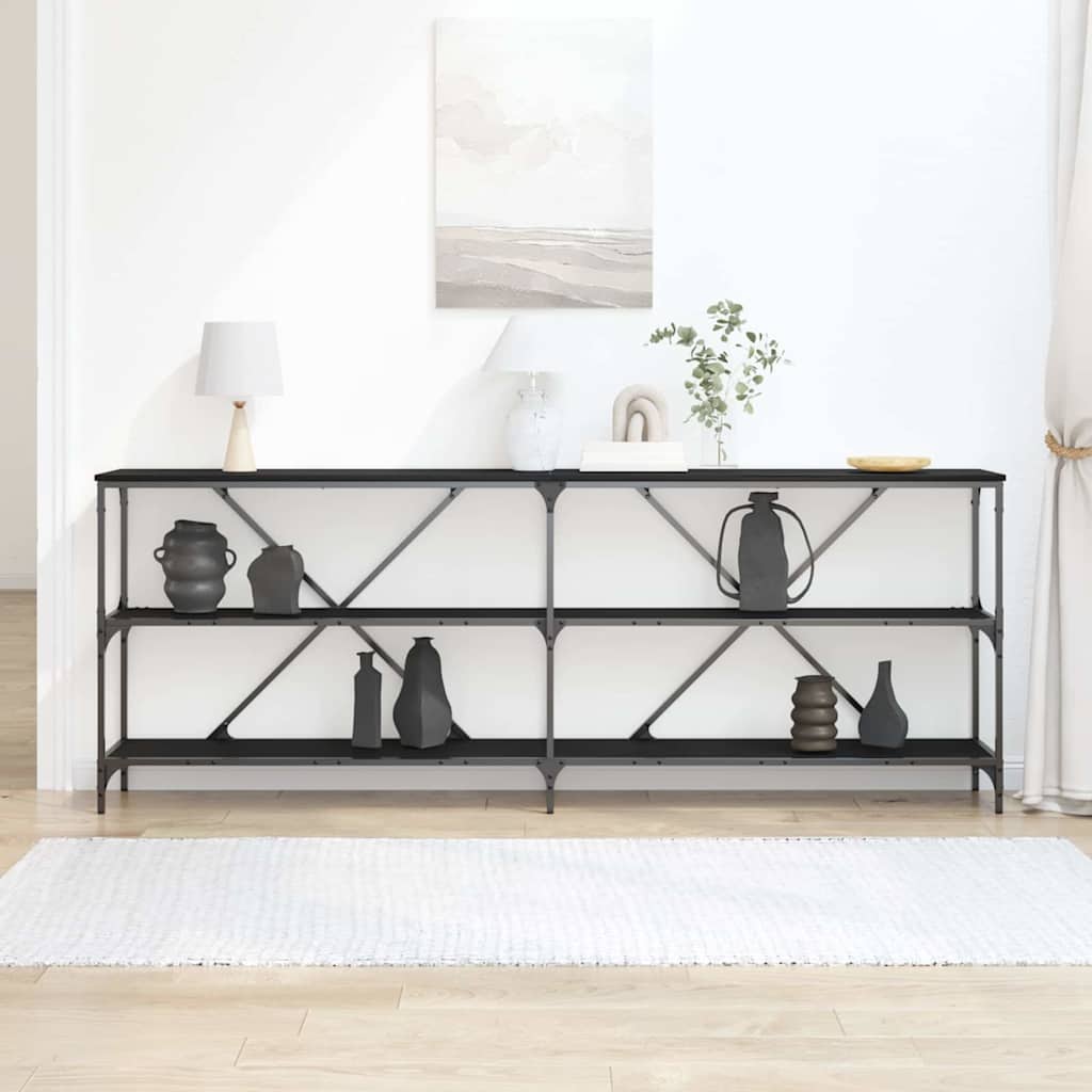 Table console Chêne noir 200 x 30 x 75 cm Bois d'ingénierie - XIOS