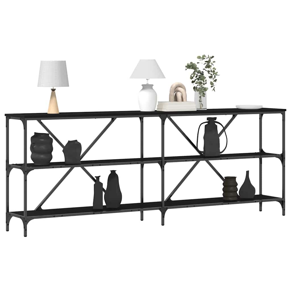 Table console Chêne noir 200 x 30 x 75 cm Bois d'ingénierie - XIOS