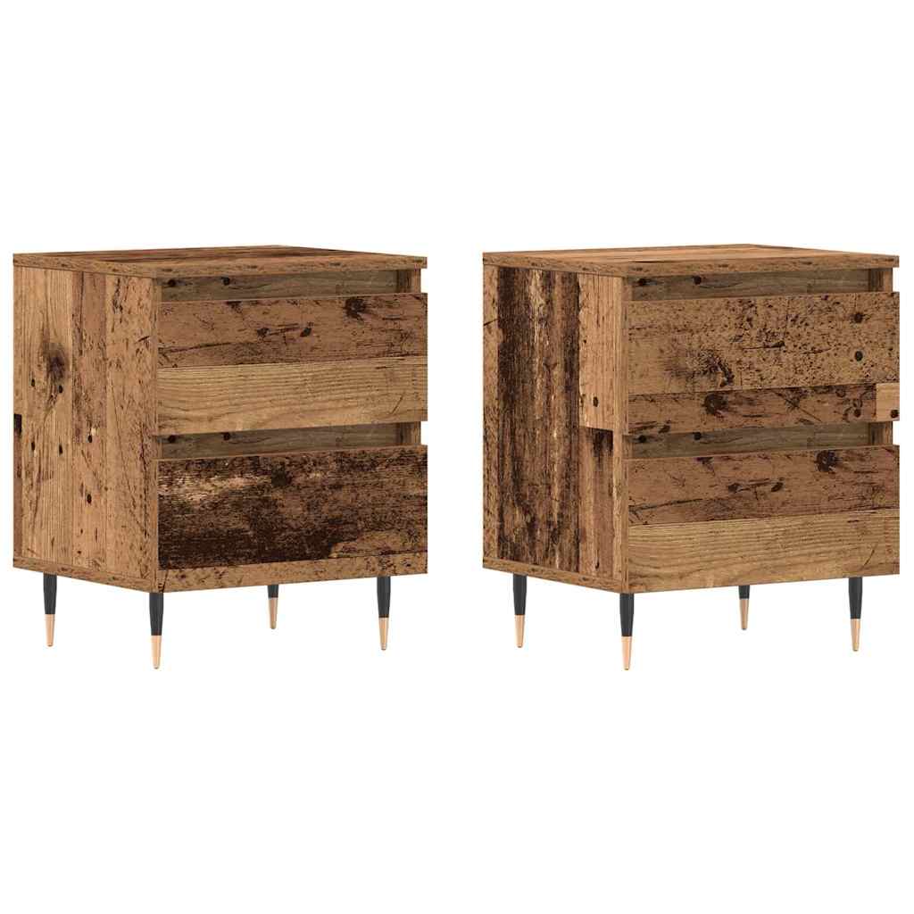 Cabinet de chevet avec tiroir 2 pcs Bois ancien 40 x 35 x 50 cm