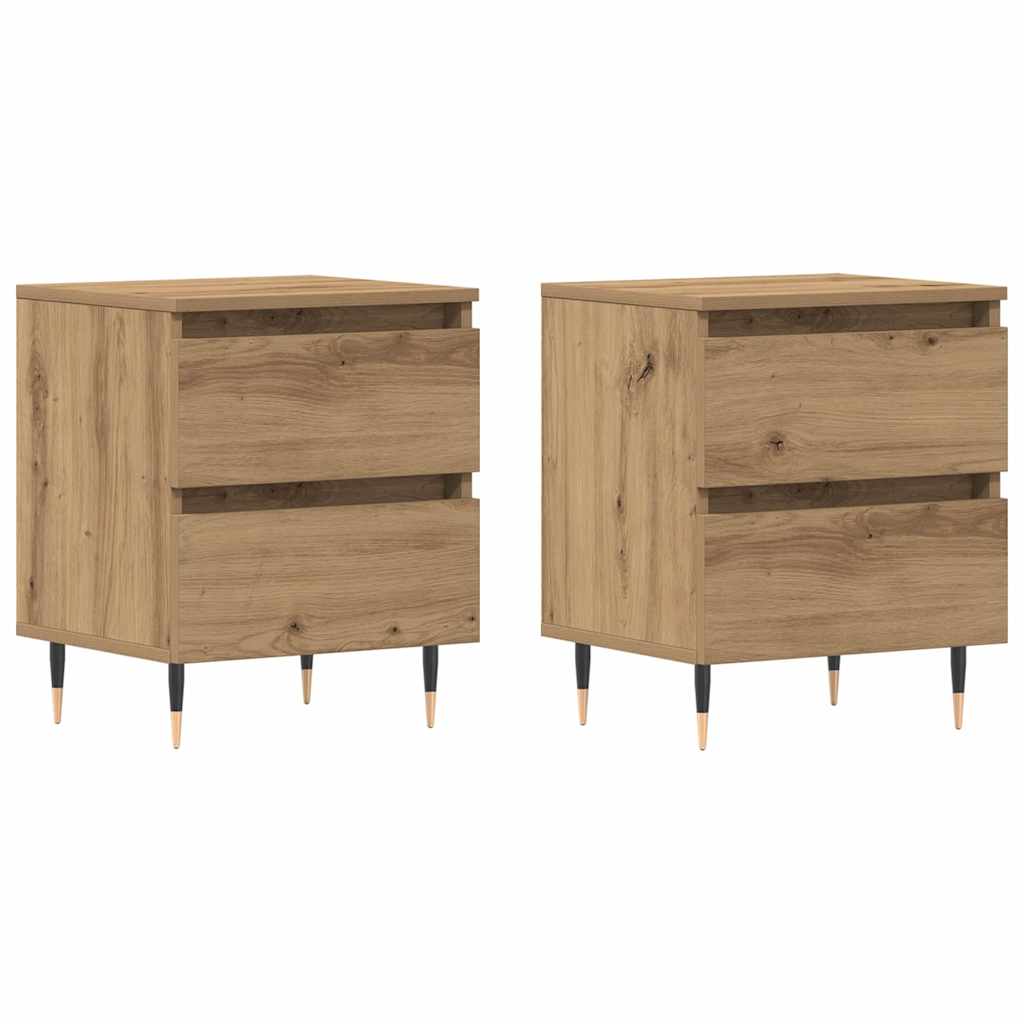 Cabinet de chevet 2 pcs Chêne artisanal 40 x 35 x 50 cm - XIOS
