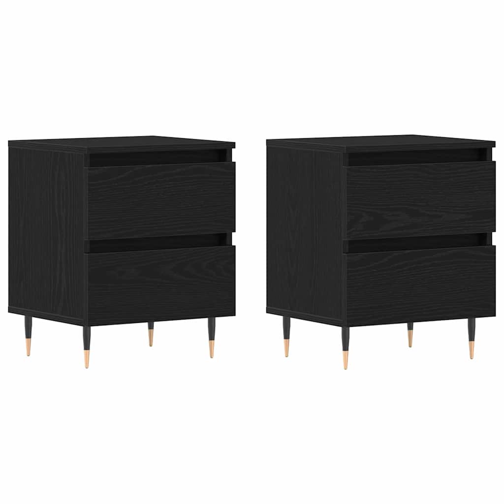 Cabinet de chevet avec tiroir 2 pcs Chêne noir 40 x 35 x 50 cm