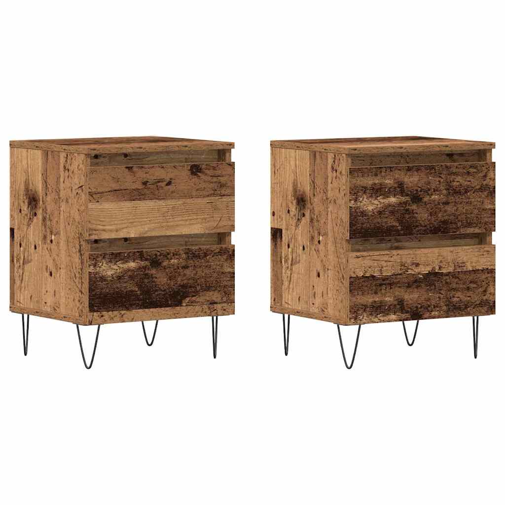 Cabinet de chevet avec tiroir 2 pcs Bois ancien 40 x 35 x 50 cm - XIOS