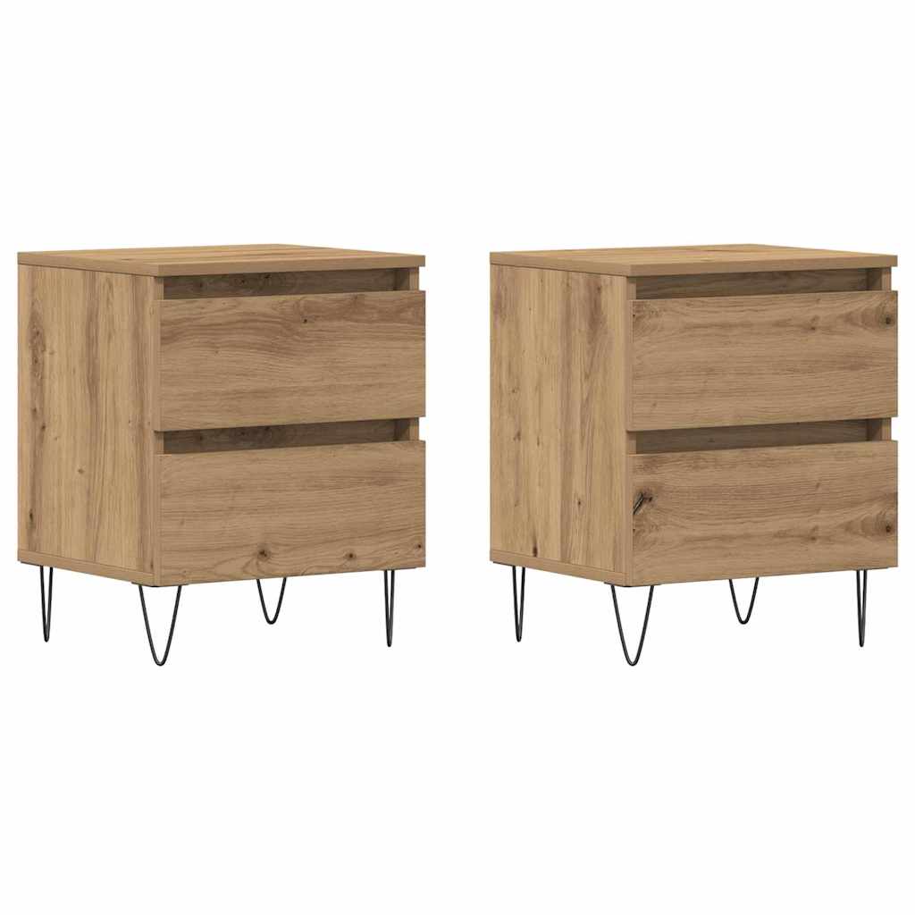 Cabinet de chevet 2 pcs chêne artisanal 40 x 35 x 50 cm - XIOS
