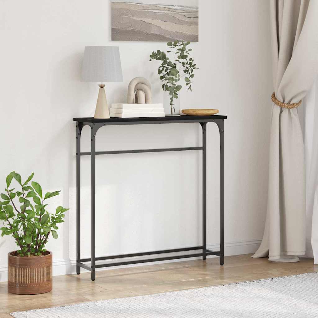 Table Console avec étagère Chêne noir 75 x 19,5 x 75 cm - XIOS