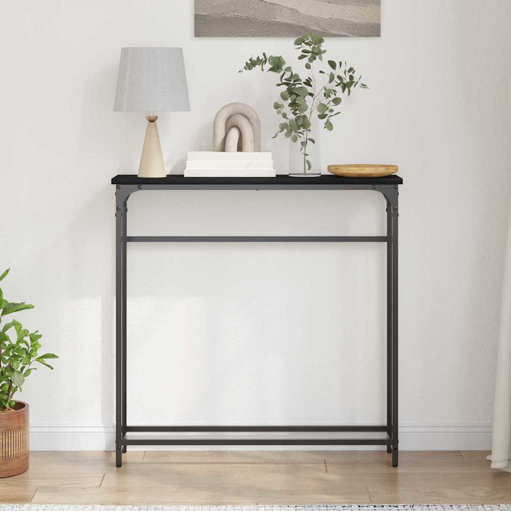 Table Console avec étagère Chêne noir 75 x 19,5 x 75 cm - XIOS
