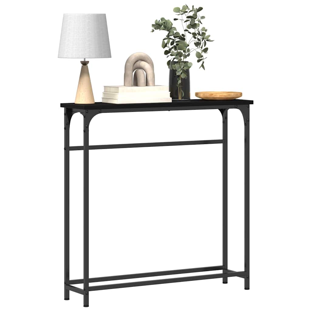 Table Console avec étagère Chêne noir 75 x 19,5 x 75 cm - XIOS