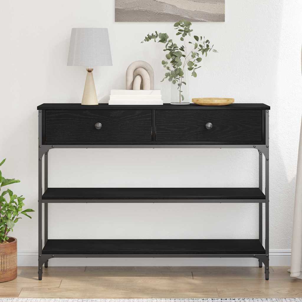 Table Console avec tiroir Chêne noir 100 x 25 x 75 cm - XIOS