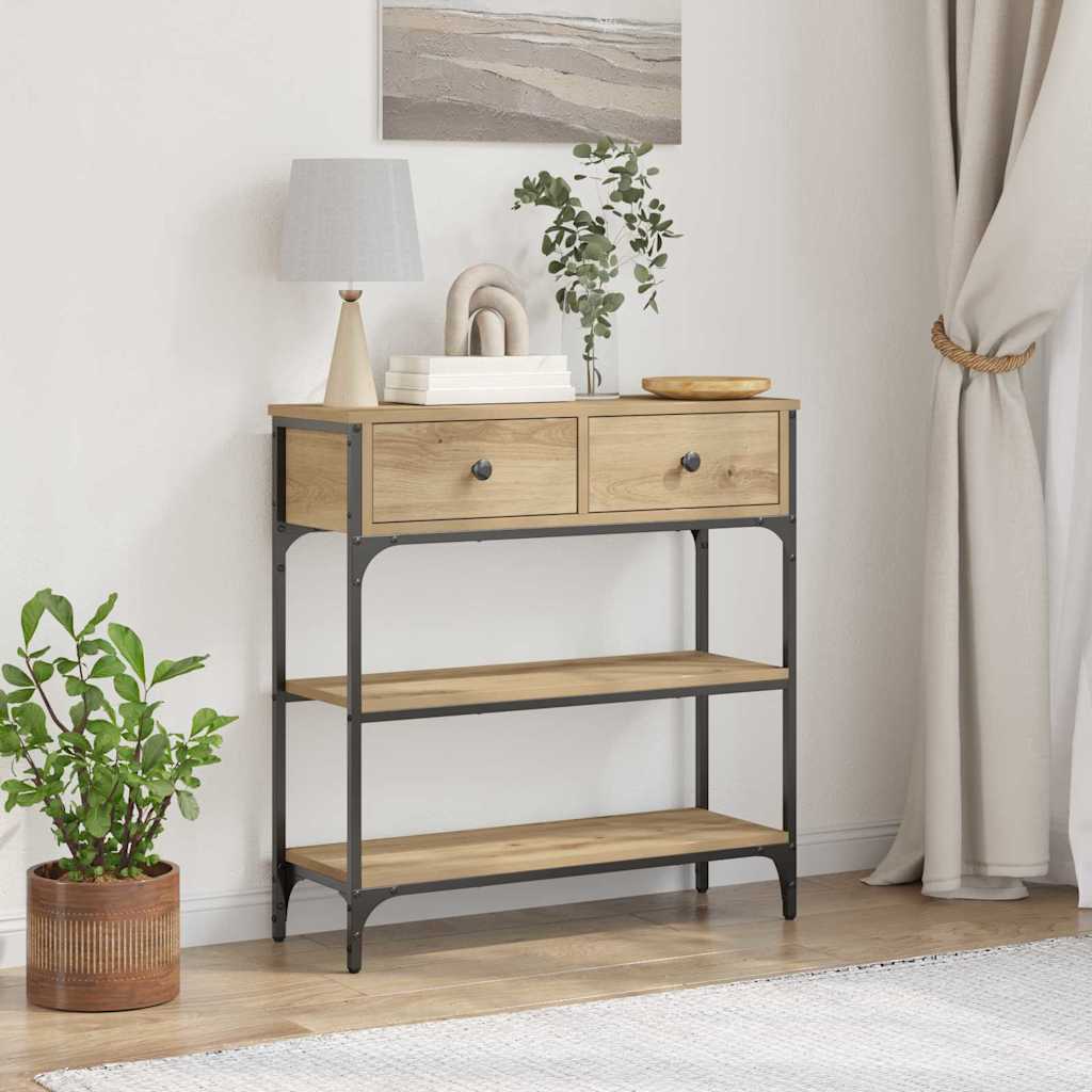 Table Console avec tiroir chêne artisanal 72,5 x 25 x 75 cm - XIOS