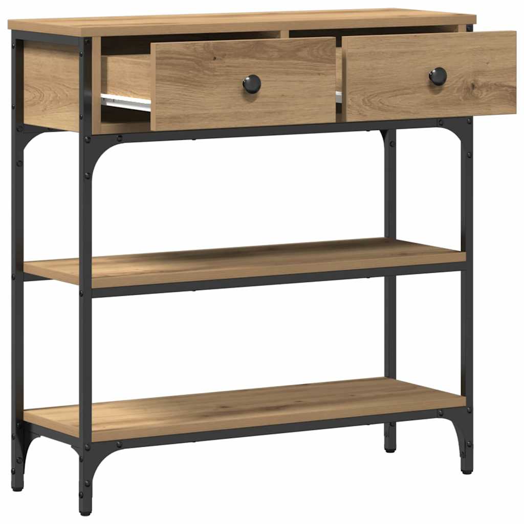 Table console avec tiroir Chêne artisanal 72,5 x 25 x 75 cm