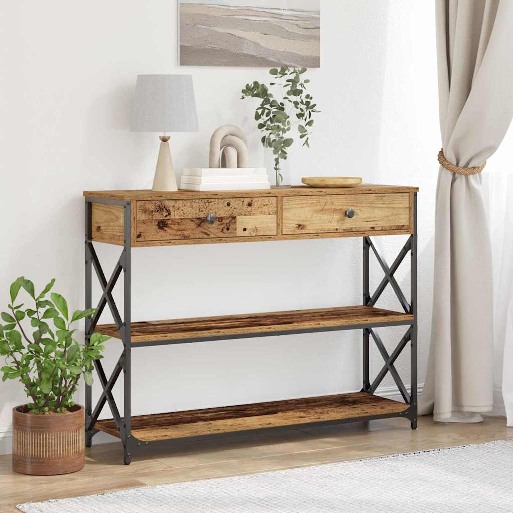 Table Console avec tiroir Bois ancien 100 x 28 x 75 cm - XIOS