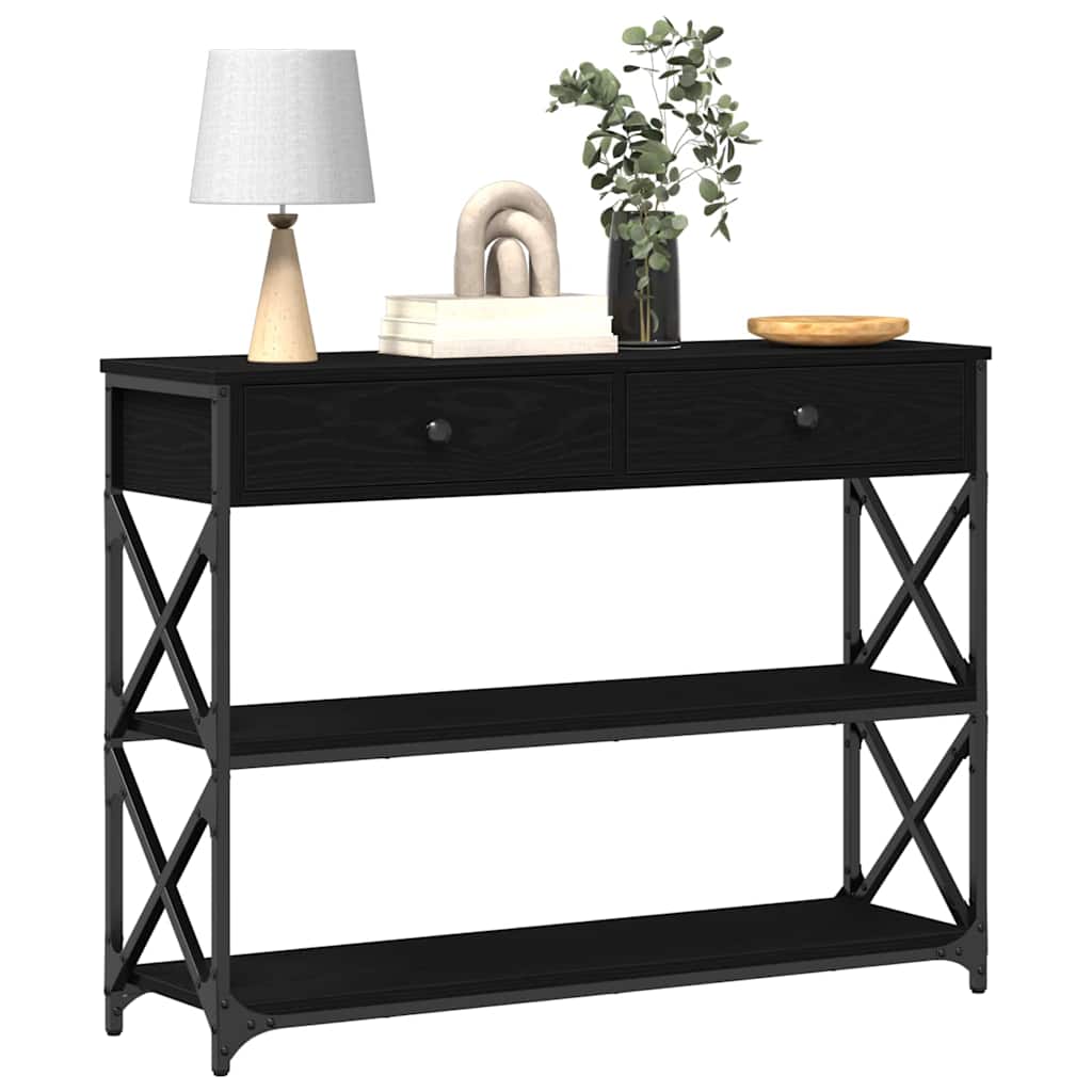 Table Console avec tiroir Chêne noir 100 x 28 x 75 cm - XIOS