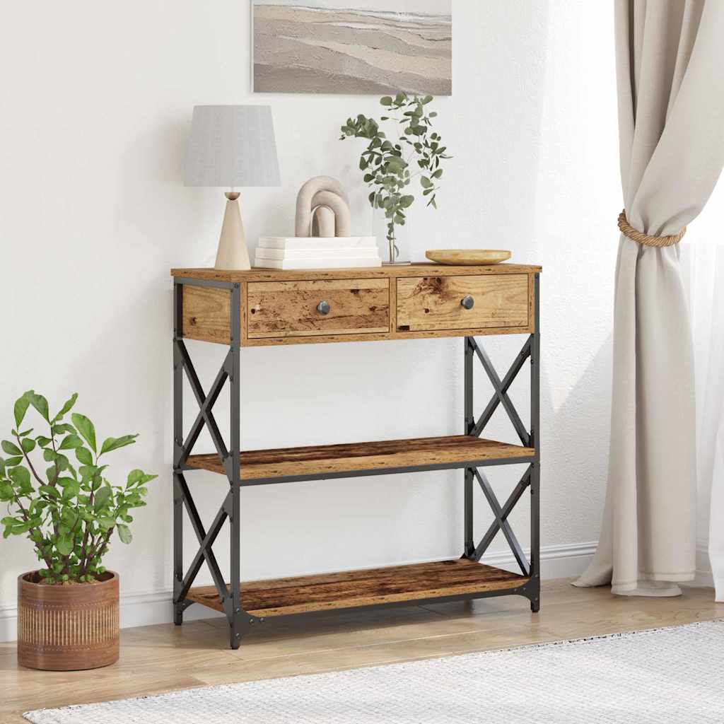 Table Console avec tiroir Bois ancien 75 x 28 x 75 cm - XIOS