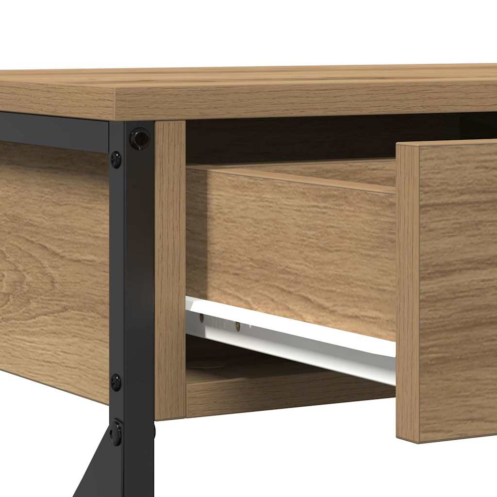 Table Console avec tiroir chêne artisanal 75 x 28 x 75 cm - XIOS