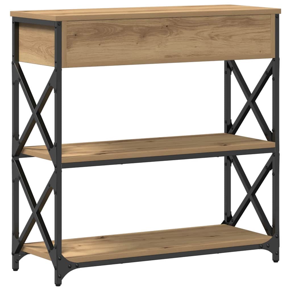 Table Console avec tiroir chêne artisanal 75 x 28 x 75 cm - XIOS