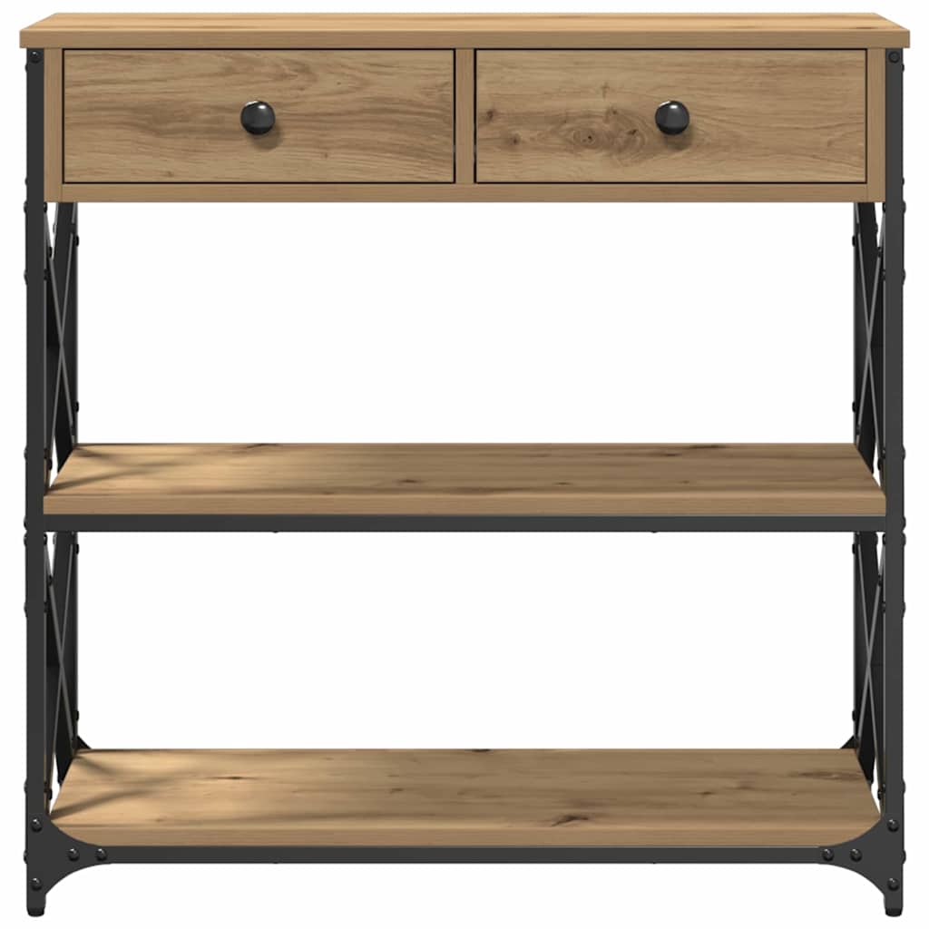 Table Console avec tiroir chêne artisanal 75 x 28 x 75 cm - XIOS