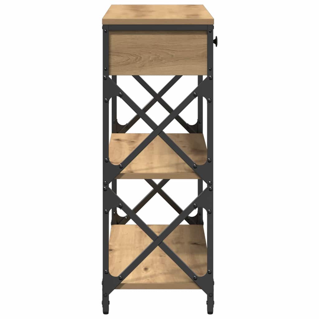 Table Console avec tiroir chêne artisanal 75 x 28 x 75 cm - XIOS