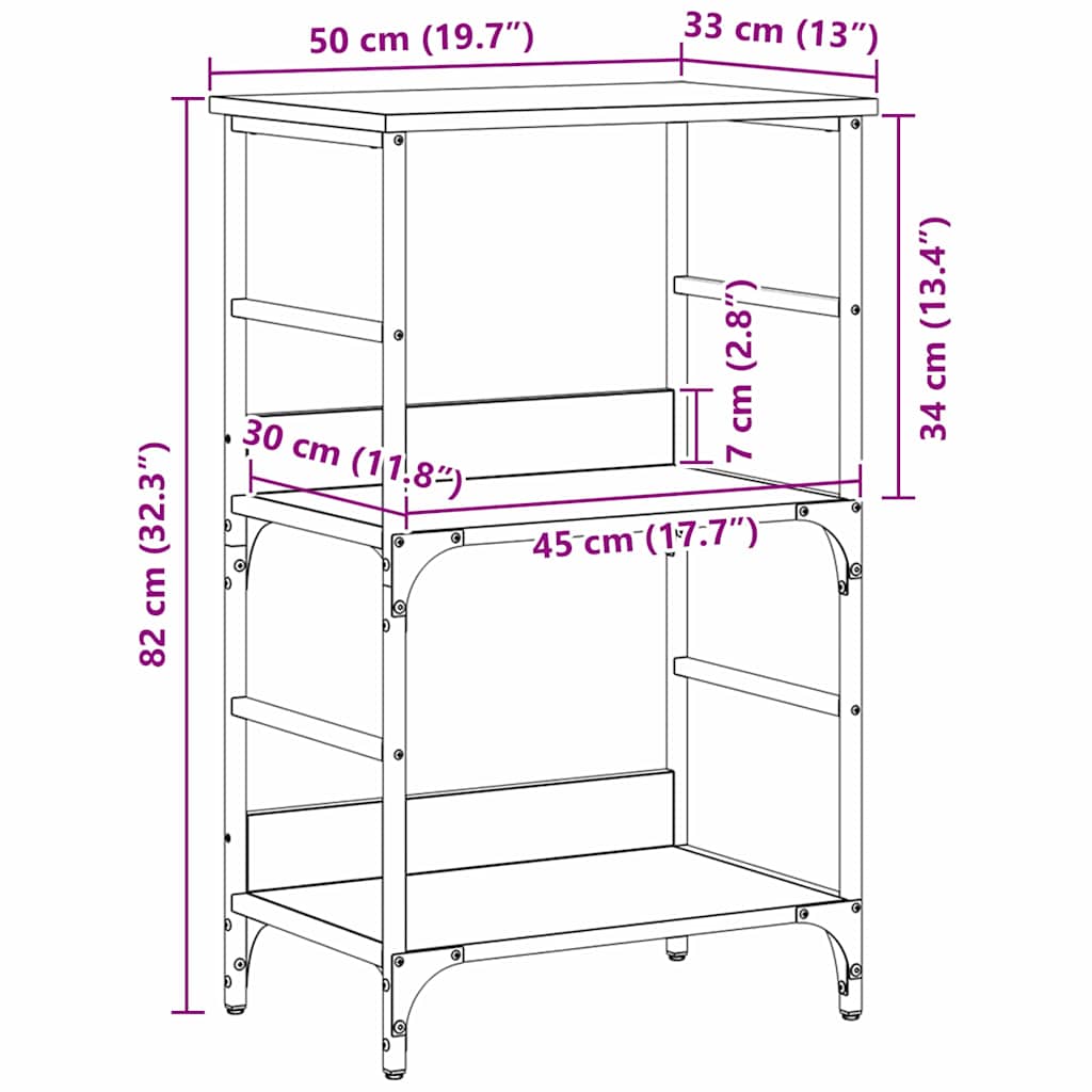 Étagère Chêne noir 50x33x188.5cm Bois D'ingénierie - XIOS
