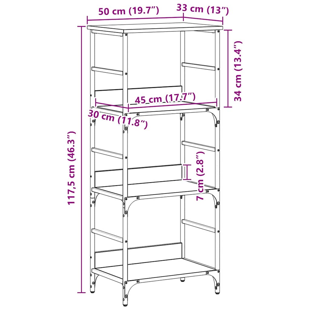 Étagère Chêne noir 50x33x117,5cm Bois d'ingénierie - XIOS