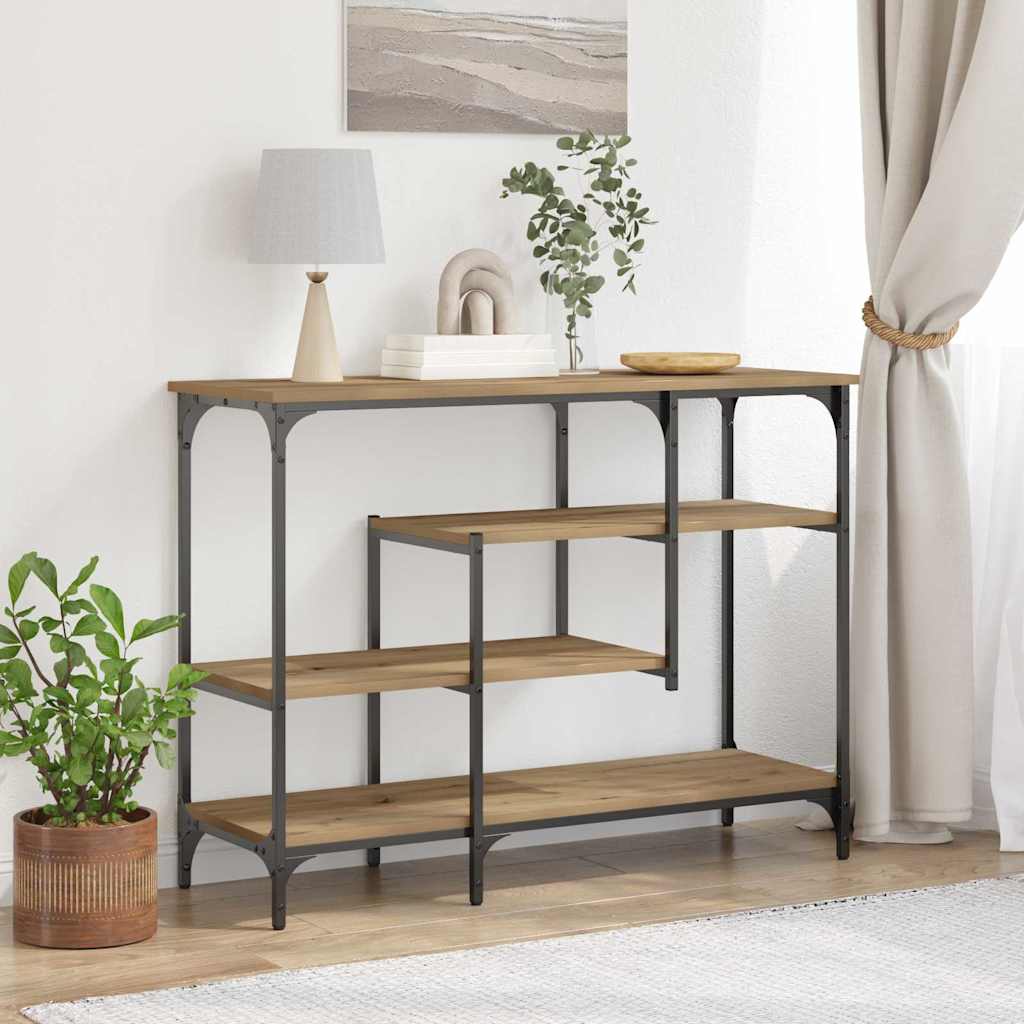 Table Console avec étagère chêne artisanal 100 x 35 x 75 cm - XIOS