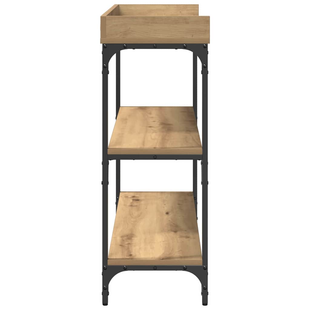 Table Console avec étagère chêne artisanal 100 x 30 x 80 cm - XIOS
