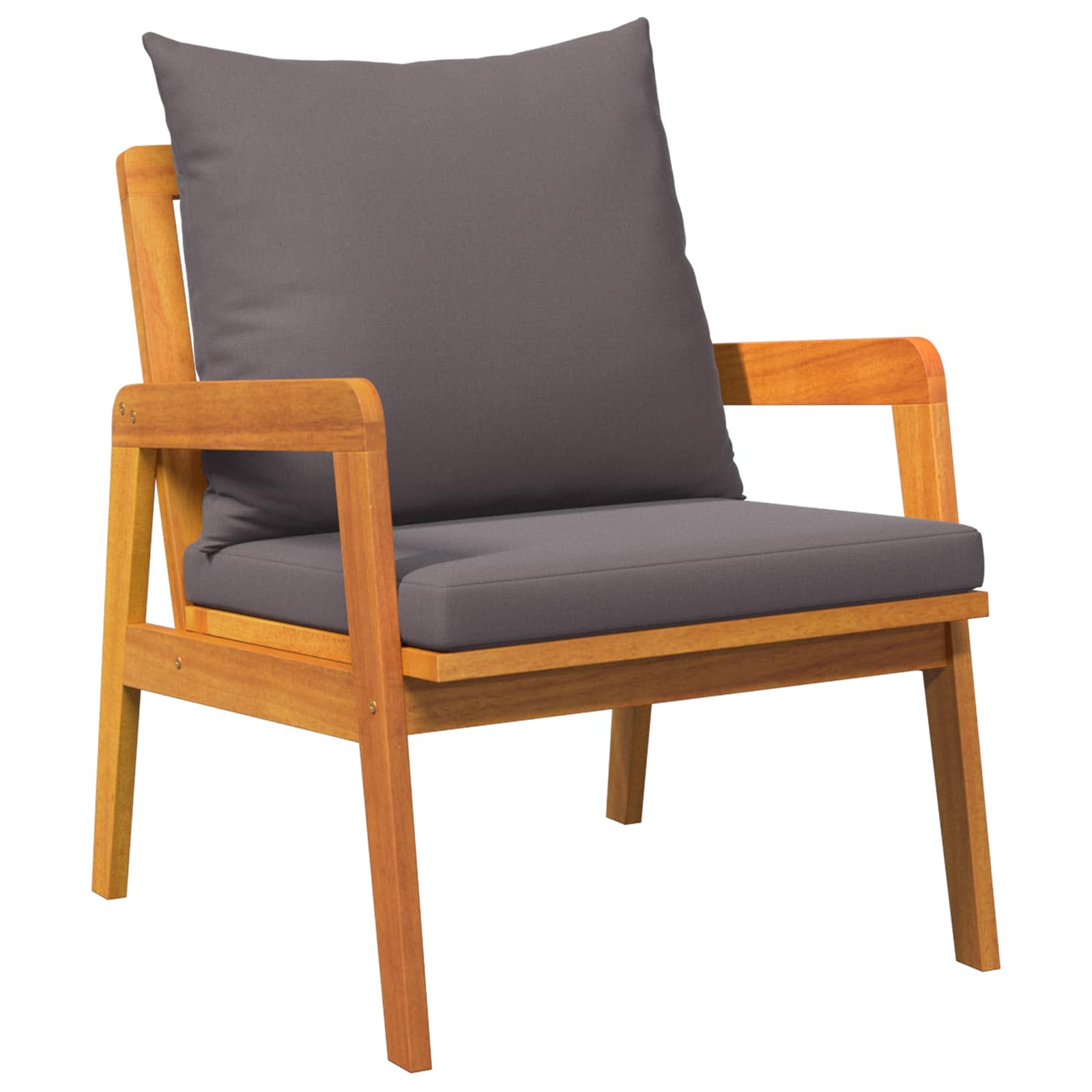 Ensemble bistrot avec coussin 4 pcs Marron Bois d'Acacia Massif