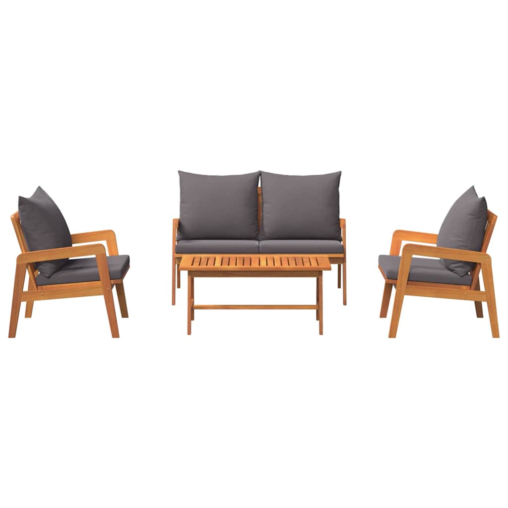 Ensemble bistrot avec coussin 4 pcs Marron Bois d'Acacia Massif