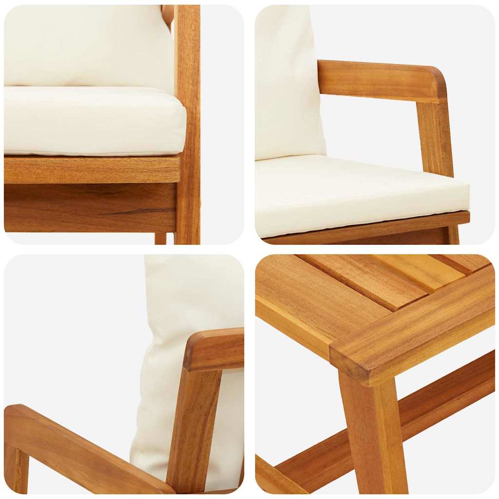 Ensemble bistrot avec coussin 3 pcs Marron Bois d'Acacia Massif