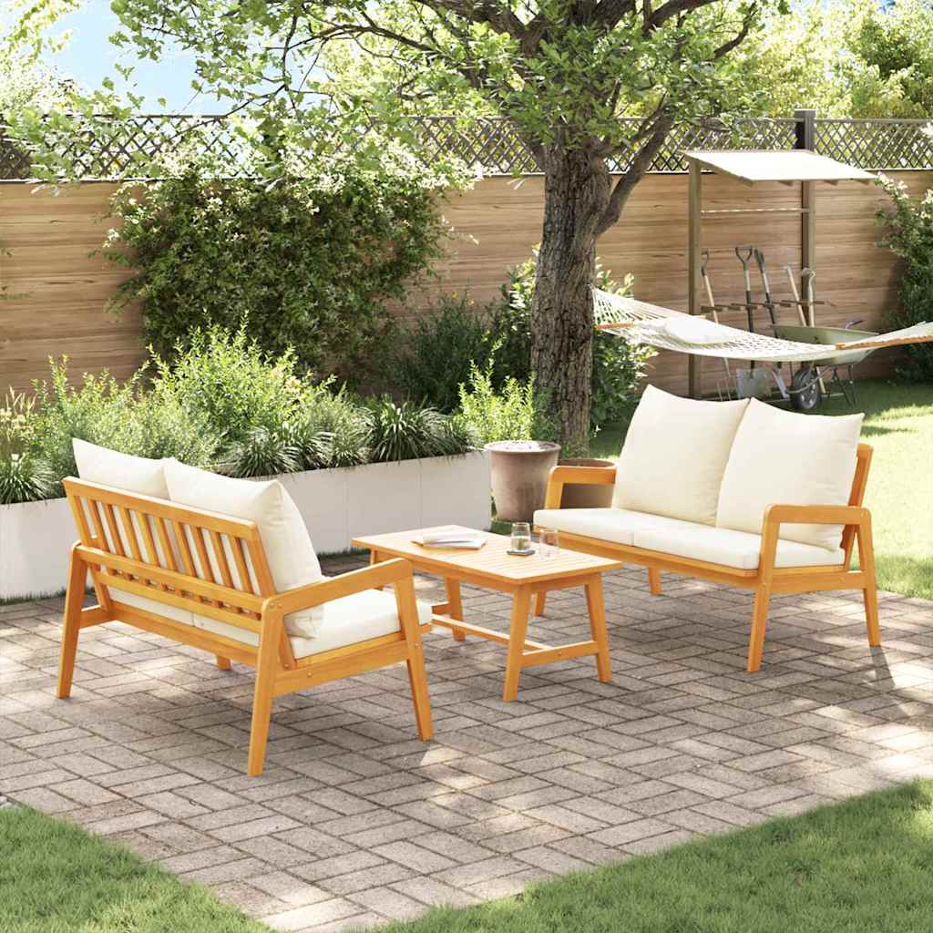 Ensemble bistrot avec coussin 3 pcs Marron Bois d'Acacia Massif