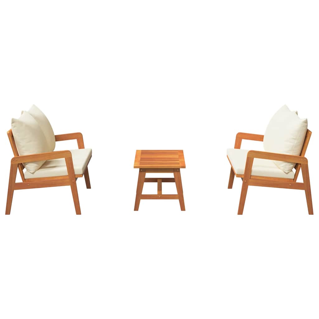 Ensemble bistrot avec coussin 3 pcs Marron Bois d'Acacia Massif