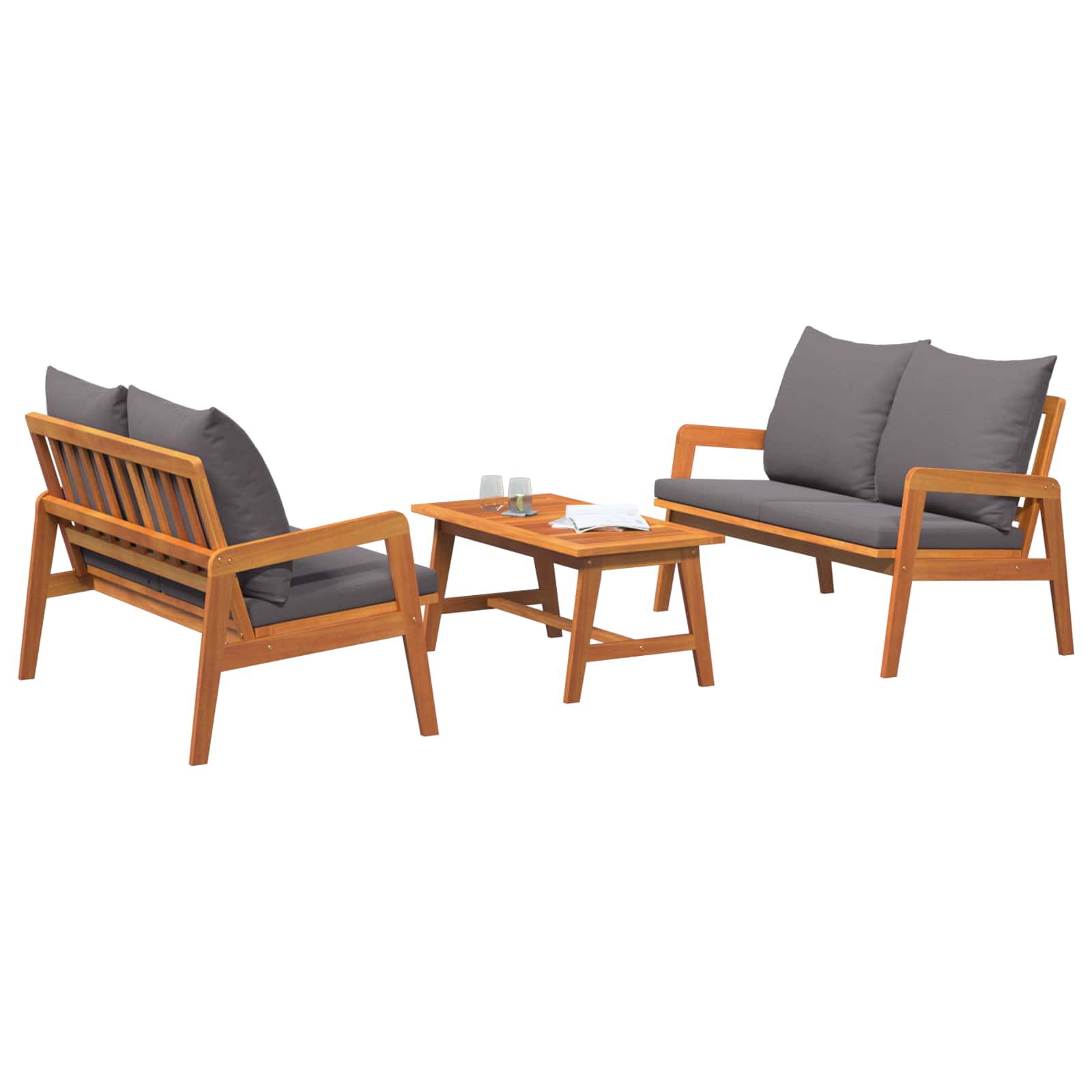 Ensemble bistrot 3 pc Marron Bois d'Acacia Massif