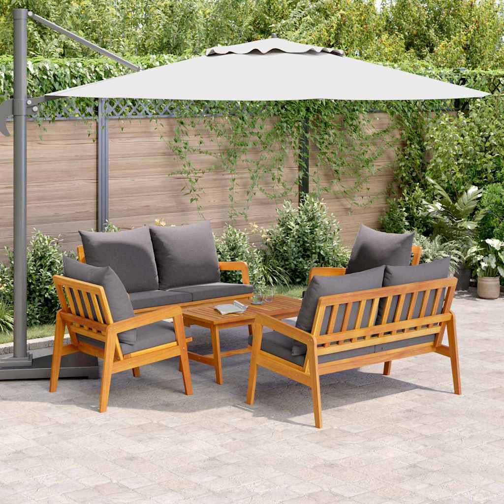 Ensemble bistrot avec coussin 5 pcs Marron Bois d'Acacia Massif