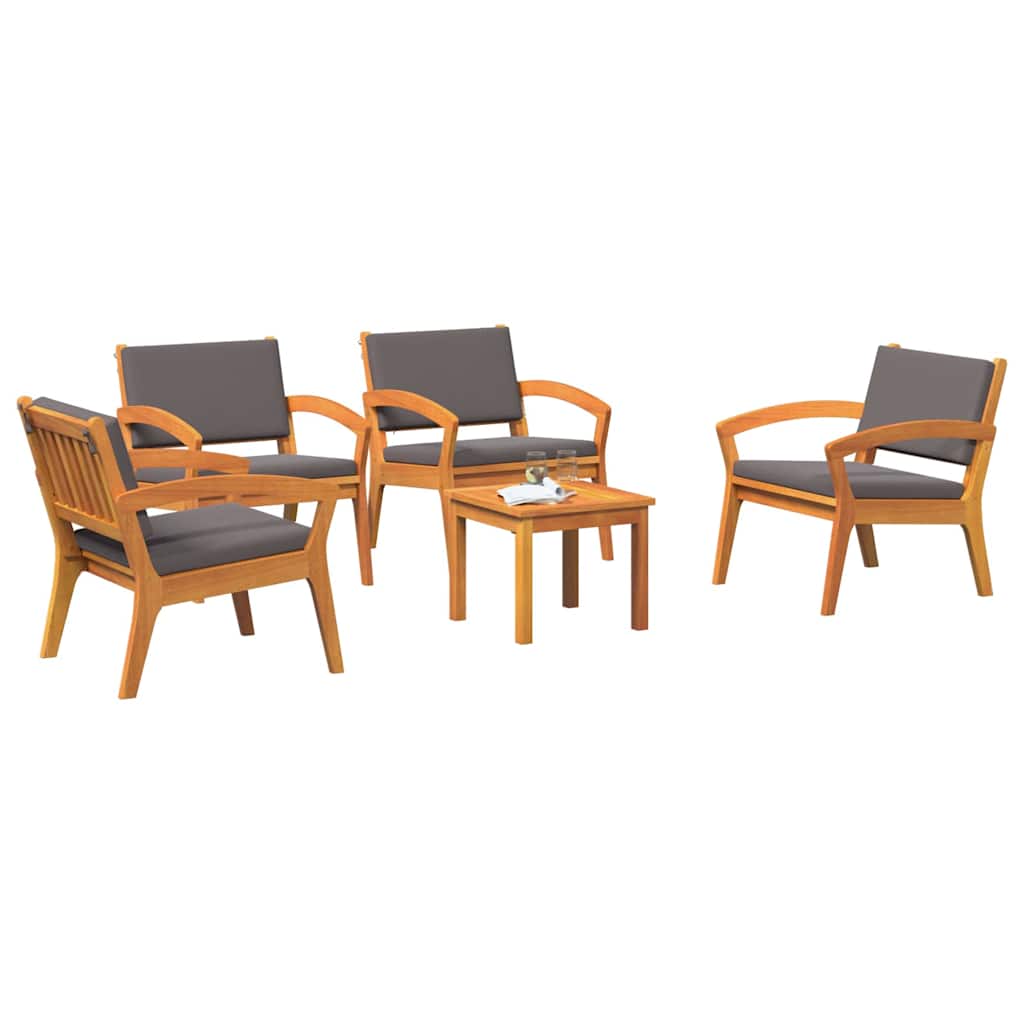 Ensemble bistrot avec coussin 5 pcs Marron Polyester